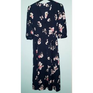 Nordstrom Signature Blue Floral Silk Dress Sz 10 Garden Party/Brunch/Spring